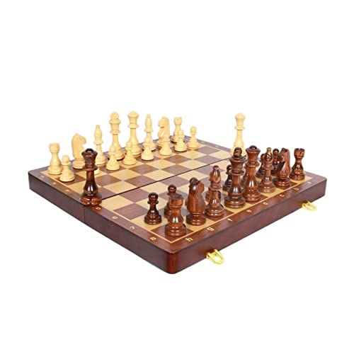 Schachspiel Internationales Holzschachspiel 17'' x 17'', Schachspiele für Erwachsene, magnetisches Schachspiel, faltbares Schachbrettset, Schachspiel in voller Größe von FGDIUCVN