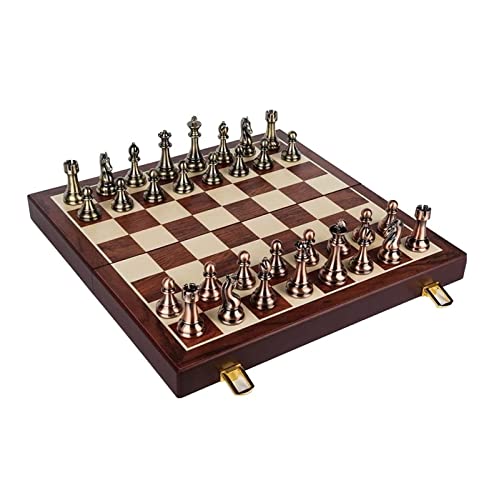 Schachspiel Internationales Metallschach für Erwachsene 20x20 Zoll, Reiseschachspiel mit Brett, zusammenklappbares Schachbrett aus Holz, Schachspiel in voller Größe von FGDIUCVN
