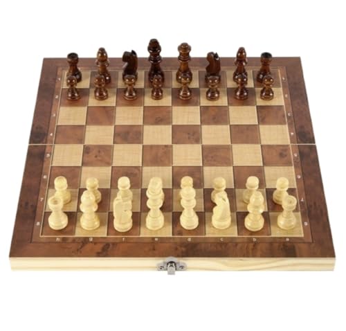 Schachspiel Internationales Schachbrett Faltbares Holzschachspiel mit internem Speicher Retro Klassische Schachfiguren Schachspiel Schachbrett-Sets von FGDIUCVN