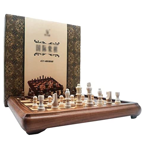 Schachspiel Internationales Schachbrettspiel Großes Schachspiel aus Holz, 16,5 x 16,5 Zoll Schachbrettspiel Schachspiele für Erwachsene Tragbares Schachspiel in voller Gr von FGDIUCVN