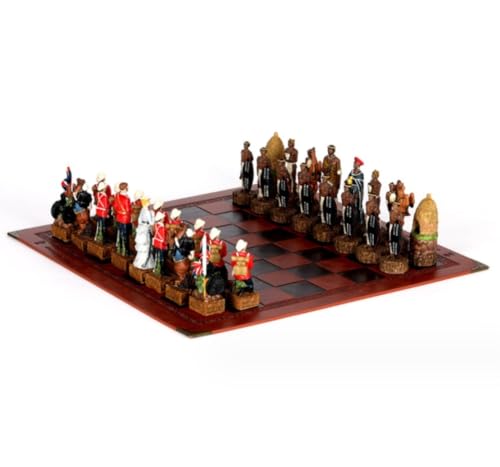 Schachspiel Internationales Schachspiel Gehobenes Schachspiel Charakter-Schachfiguren aus Kunstharz MDF-Schachbrett Retro-Schachbrett-Sets für die Schreibtischunterhaltun von FGDIUCVN