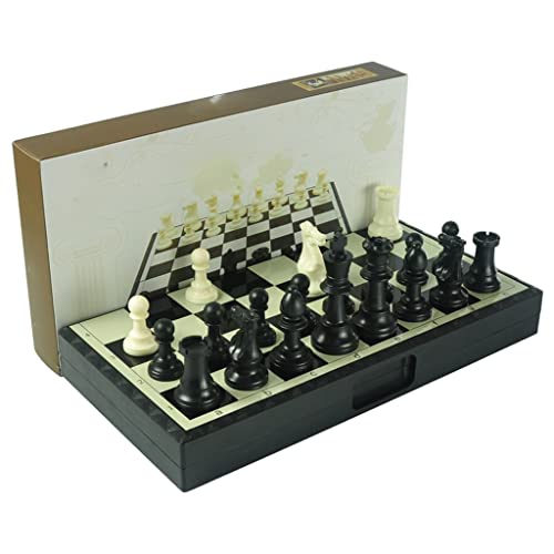 Schachspiel Internationales Schachspiel aus Kunststoff mit klappbarem Schachbrett, Schach- und Aufbewahrungsbox, Schachspiel, Brettspiel, Schachspiel in voller Größe von FGDIUCVN
