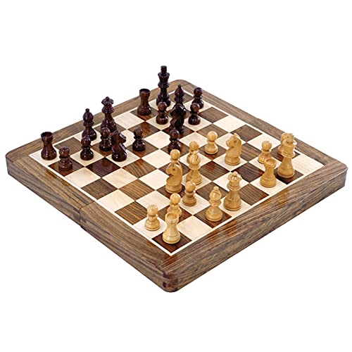 Schachspiel Sandelholz Tragbares faltbares Holzschachspiel Handarbeit Massivholz Deutscher Ritter Handwerk Kinder Brettspiele Internationales Schach von FGDIUCVN