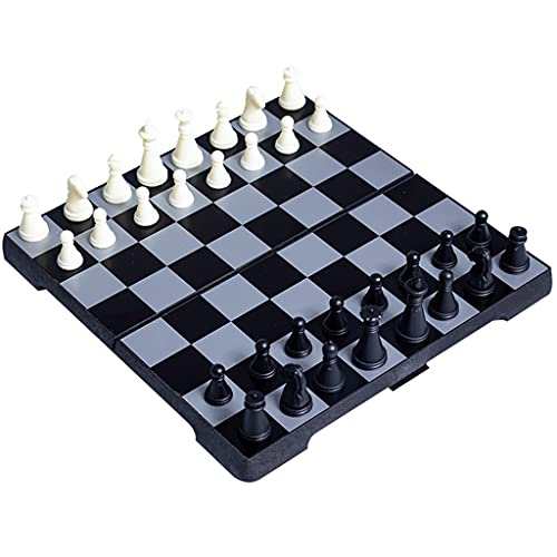 Schachspiel Schachset Kinder Mini Reiseschachspiel 6,4x6,4 Kunststoffschachspiel mit klappbarem Schachbrett Tragbares Schachspiel Brettspiel Internationales Schach von FGDIUCVN