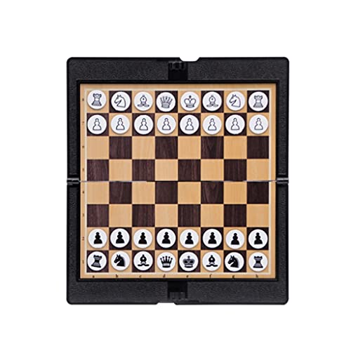 Schachspiel Schwarzes magnetisches Schach Kleines Schachbrettset aus Kunststoff Faltbares Reiseschachspiel Lernspielzeug für Anfänger 7,9 x 6,7 Zoll Internationales Scha von FGDIUCVN