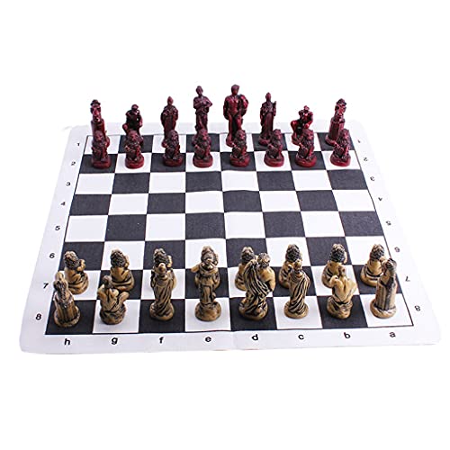 Schachspiel aus Holz, 16,5 x 16,5 Zoll, Schachbrettspiel mit 2 integrierten Aufbewahrungsschubladen, handgefertigte Schachfiguren aus Kunstharz für Zuhause von FGDIUCVN
