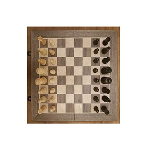 Schachspiel aus Holz, Klappbrett, tragbares Reise-Schachbrettspiel-Set mit Aufbewahrungsfächern, Schachspiel für Kinder und Erwachsene von FGDIUCVN