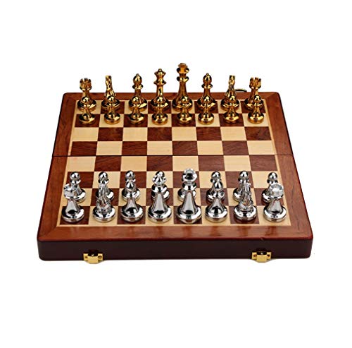 Schachspiel aus Holz – Klappbrett, handgefertigtes tragbares Reiseschachbrettspielset mit Spielaufbewahrungsfächern – Schachspiel für Anfänger für Kinder und Erwachsene von FGDIUCVN
