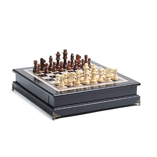 Schubladen-Schachspiel, Holzschachspiel mit Schachfigurenaufbewahrung, innerem Schlitz, Lernspielzeug, Schachspiele von FGDIUCVN