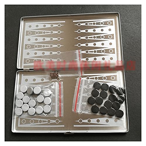 Tragbare Schachspiele Magnetisches Schachspiel aus Metall Mini-Schachbox aus Aluminium oder Leder Edelstahl-Schachbrett Faltbares tragbares Taschenschach Brettspiele Sch von FGDIUCVN