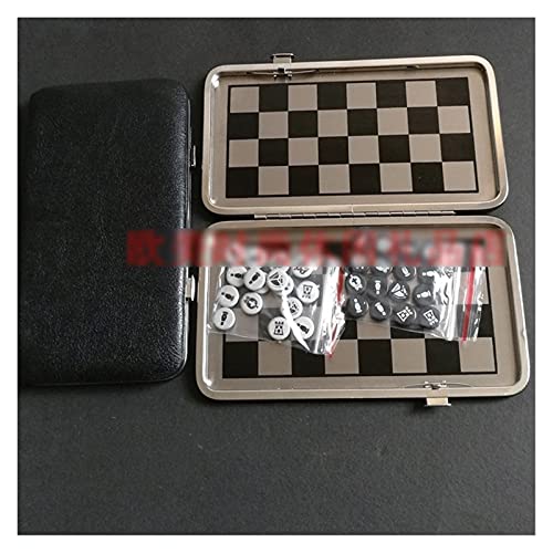 Tragbare Schachspiele Magnetisches Schachspiel aus Metall Mini-Schachbox aus Aluminium oder Leder Edelstahl-Schachbrett Faltbares tragbares Taschenschach Brettspiele Sch von FGDIUCVN