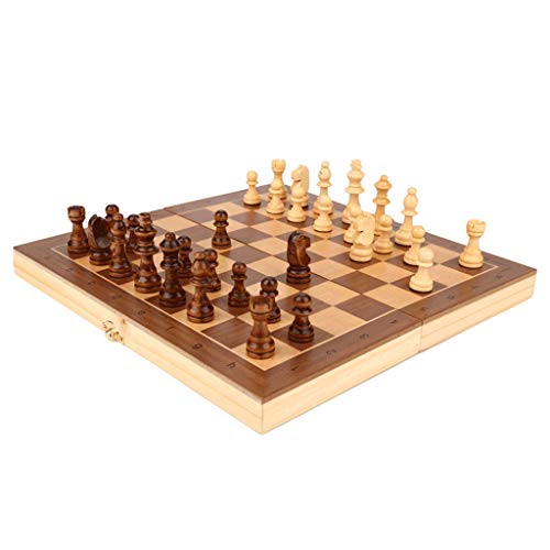 Tragbares magnetisches Schachspiel mit Klappbrett und Aufbewahrungsfächern für Schachfiguren, Reise-Schachspiel aus Holz für Schachspiele für Anfänger, Kinder und Erwachs von FGDIUCVN