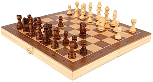 Tragbares magnetisches Schachspiel mit Klappbrett und Aufbewahrungsfächern für Schachfiguren, Reise-Schachspiel aus Holz von FGDIUCVN