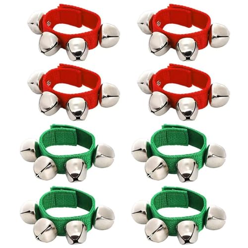 8pcs Musical Rhythmus Armband Knöchel Glocken Rasseln Instrumente Kinder Erwachsene Handgelenk Glocken Multikolor Handgelenk Handgelenk Handgelenk Glocken von FGDTREE