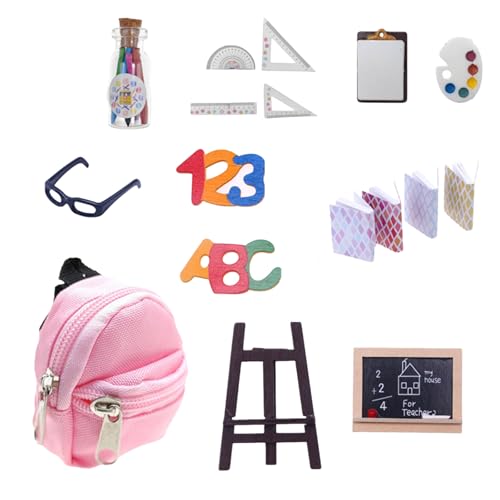 FGDTREE 1:12 Bücher Maßstab Books Backpack Vor Spiele Kid Playset School Realistic Dollhouses School Playset Drawing Board von FGDTREE