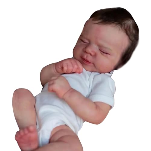 FGDTREE 49 cm Neugeborene Babypuppe Mit Geschlossenen Augen Handwaschbare Wiedergeburtsmädchen Babypuppe Mit Beweglichen Gliedmaßen Intime Begleitpuppe Für Kinder von FGDTREE