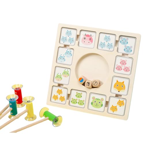 FGDTREE Holzbrettspiel Für Kinder Spannendes Tierkartenspiel Mit 3 Würfeln Und 4 Saugwerkzeugen Für Kinder 4 Jahren von FGDTREE