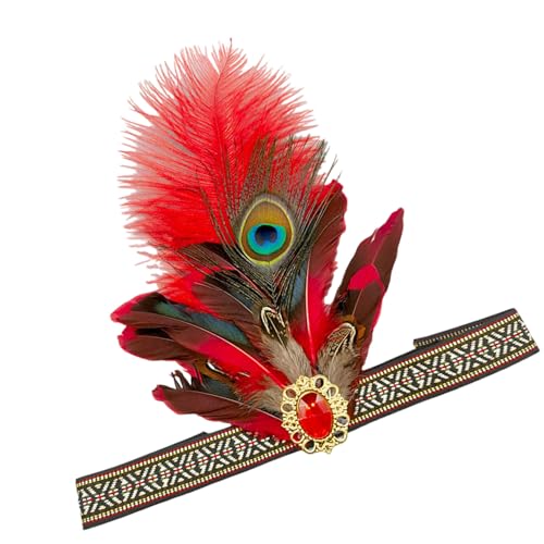 FGDTREE Karnevalsparty-Accessoire, Haarband für MardiGras Festival, gefiedertes Stirnband, indisches Haarband, 20er-Jahre-Stil, Flapper-Requisiten von FGDTREE