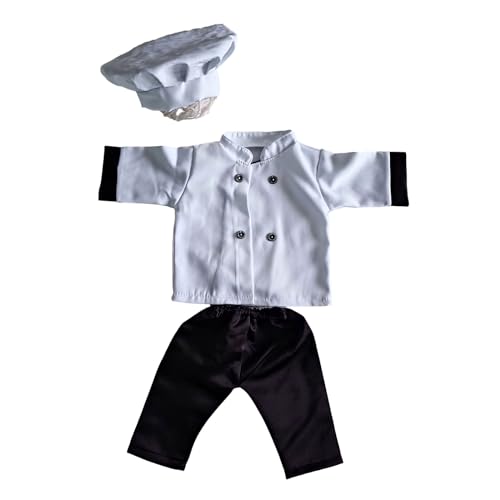 FGDTREE Kleinkind Fotografie Outfit Koch Tops Hosen Outfit Set Foto Posieren Kleidung 0-2M Baby Koch Kostüm Neugeborenen Dusche Geschenk von FGDTREE