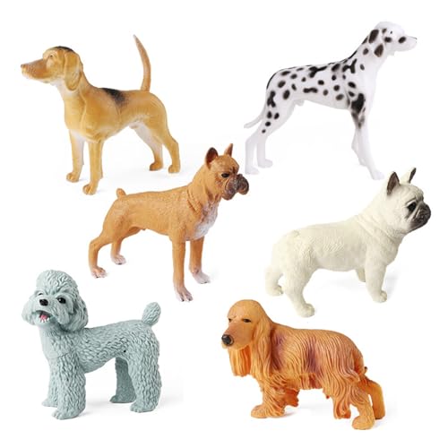 FGDTREE Lebensechte Hunde Modellfigur Spielzeugset Realistische Hundestatue Hohlfigur Boutique Science Classroom Award Toy 6PCS von FGDTREE