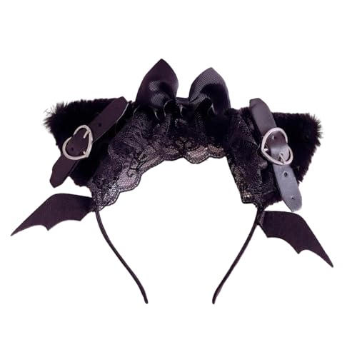 FGDTREE Punk Haarreif Haarspange Schwarze Schleife Dunkle Haar Seitenclip Gothic Stirnband mit Schleife Herz Halloween Kostüm von FGDTREE