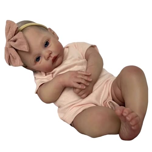 FGDTREE Realistische Wiedergeburtspuppe Handwaschbar Simulation Baby Mädchen Spielzeug Wiedergeburtspuppe Overall Körper Kinderoverall Mädchenpuppe von FGDTREE