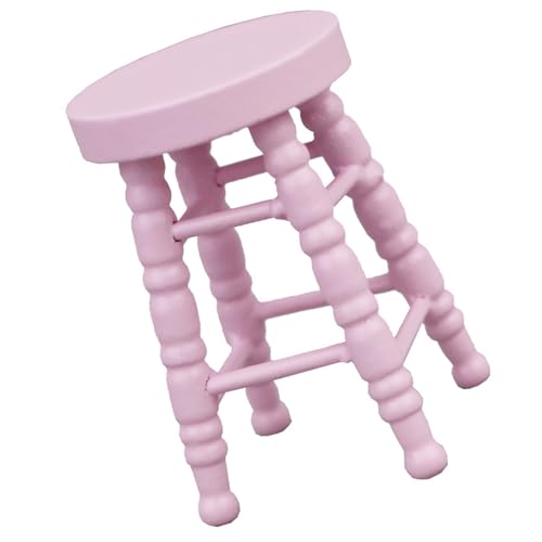 Realistischer Holzhocker Zakka Realistisch Vorgetäuscht Spiel Für Rollenausstellungen Runde Top Stool Model Vintage Stuhl 1:12 Puppenhaus von FGDTREE