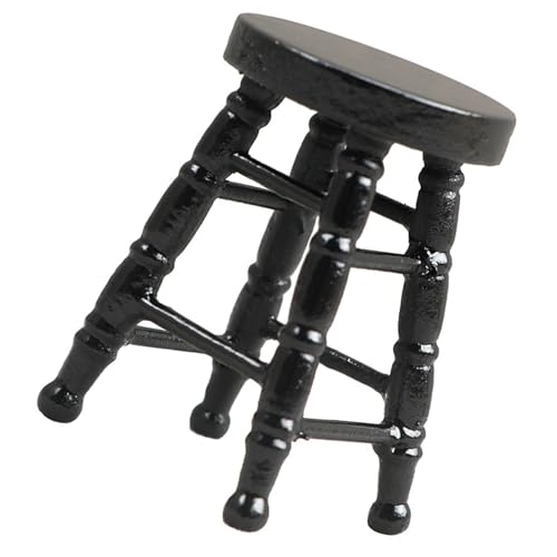 FGDTREE Realistischer Holzhocker Zakka Realistisch Vorgetäuscht Spiel Für Rollenausstellungen Runde Top Stool Model Vintage Stuhl 1:12 Puppenhaus von FGDTREE