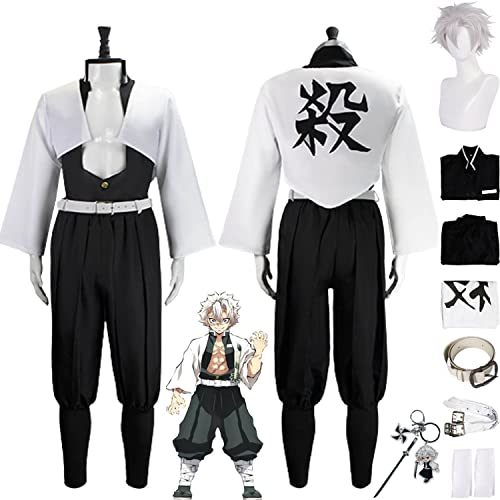 FGTXHYX Anime Charakter Shinazugawa Sanemi Cosplay Kostüm Outfit Kamado Tanjirou Uniform Perücke Full Set Halloween Party Karneval Dress Up Anzug für Männer Jungen (XXL) von FGTXHYX