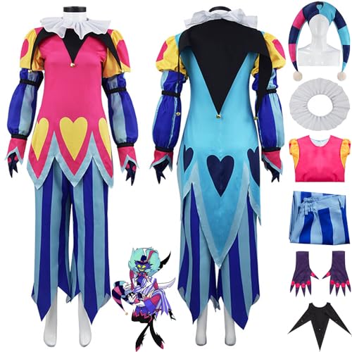 FGTXHYX Anime Hazbin Hotel Fizzarolli Cosplay Kostüm Outfit Lucifer Morningstar Rollenspiel Uniform Komplettset Halloween Karneval Dress Up Anzug mit Hut für Frauen Mädchen (3XL) von FGTXHYX