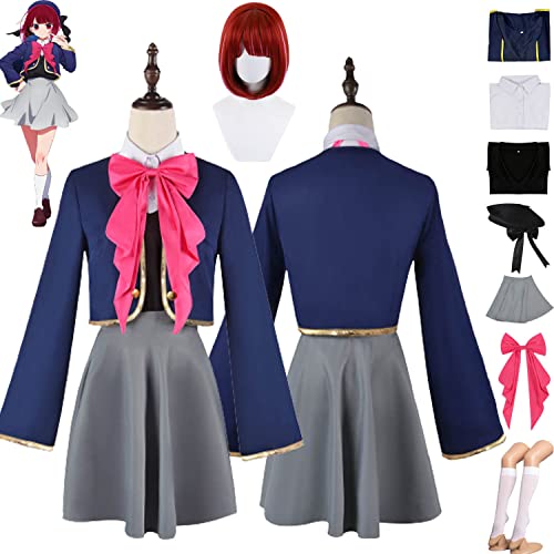 FGTXHYX Anime Oshi No Ko Arima Kana Cosplay Kostüm Outfit JK Schuluniform Kleider Perücke Hut Full Set Halloween Karneval Party Dress Up Anzug für Frauen Mädchen (3XL) von FGTXHYX