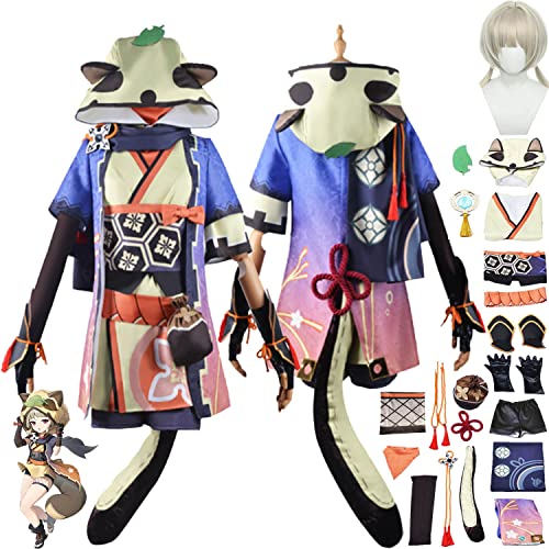 FGTXHYX Genshin Impact Sayu Cosplay Kostüm Outfit Spielfiguren Hutao Raiden Shogun Uniform Full Set Frauen Mädchen Halloween Karneval Party Dress Up Anzug mit Hut Perücke (XXL) von FGTXHYX