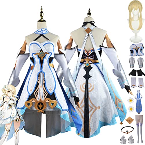 FGTXHYX Genshin Impact Traveler Lumine Cosplay Kostüm Outfit Spielfiguren Raiden Shogun Uniform Full Set Halloween Party Dress Up Anzug mit Perücke für Frauen Mädchen (M) von FGTXHYX