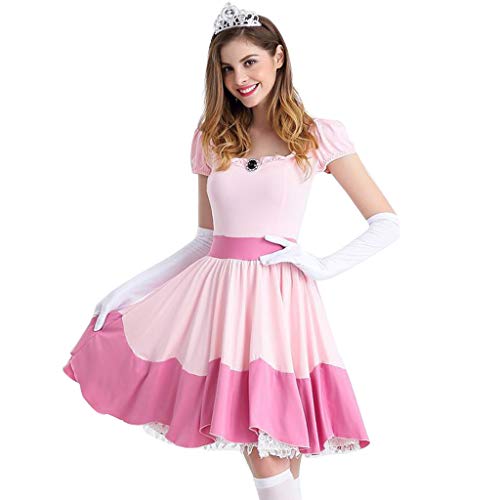 FGVFCS Damen Prinzessin Kostüm Erwachsene Prinzessin Verkleidung Outfits Karneval Kostüm Märchen Cosplay Bühnenaufführung Tanz Rosa Langes Kleid Weihnachten Geburtstag Festzug Party Fasching Verkauf von FGVFCS