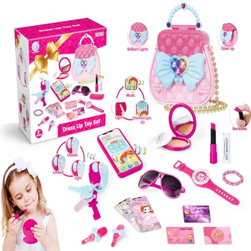 FGXY Mädchen My First Geldbörsen Set, Prinzessin SpielzeugvGeldbö Geldbörse Dress Up Makeup Set Fälschung Tasche Spiellippenstift Kinderkreditkarte Schlüssel Geburtstagsgeschenk Spielzeug für Mädchen von FGXY