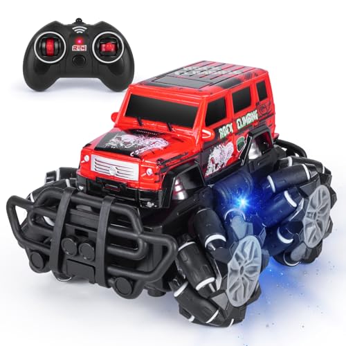 FGZU Spielzeug ab 3 4 5 6 7 8 Jahre, Ferngesteuerter Monstertruck 360° Drehung 2.4GHz 4WD Ferngesteuertes Auto Offroad Drift RC Auto Kinder Geschenke ab 3 Jahre Jungen Mädchen, Rot von FGZU