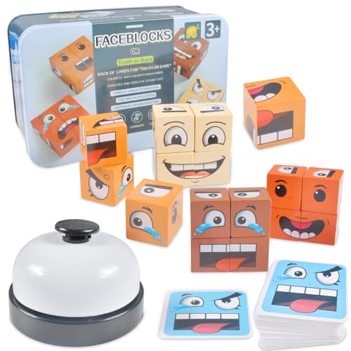 16 pcs Spiel Puzzle Bauwürfel,Pädagogisches Montessori Spielzeug,Holzwürfel Puzzle,Emoji Holzwürfel Puzzle,Hölzerne Gesicht Würfel Ausdruck Zuordnungsspiel Puzzle,für Kinder Ab 14 Jahren von FGen