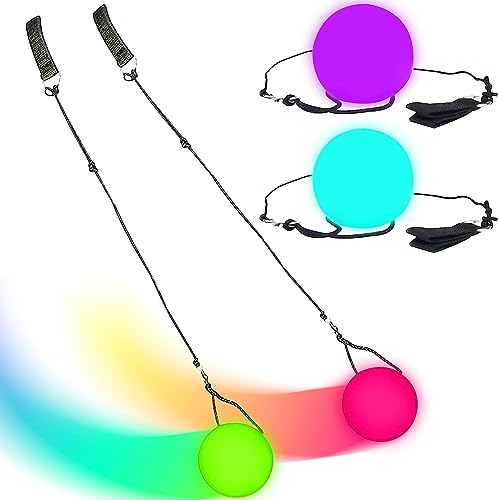 2 Stück LED Poi Bälle Set,Led Poi Balls,Von Poi Leuchtend,Leuchtende POI Jonglierbälle mit Regenbogen Farben und Strobe Effekt,Leuchtender Zirkusball,für Anfänger Kinder und Erwachsene von FGen