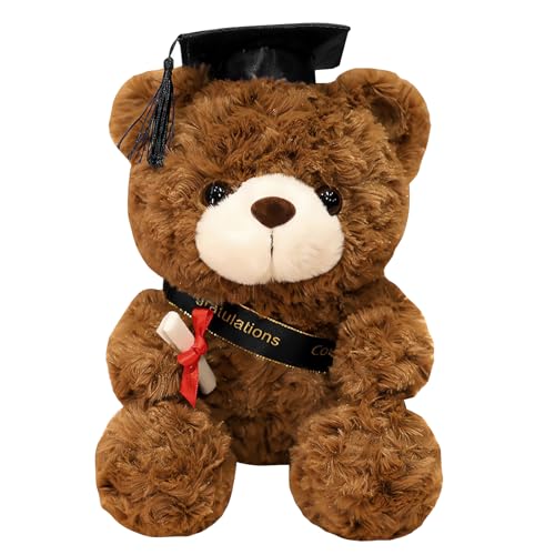 Teddybär Plüschtier Abschluss Plüschbär Spielzeug,Teddy Plüschbär mit Brille,Geschenk Diplom- Kuscheltier für den Abschluss, Abitur oder Studium 23 cm - Abschluss Gratulation Schule Geschenk von FGen