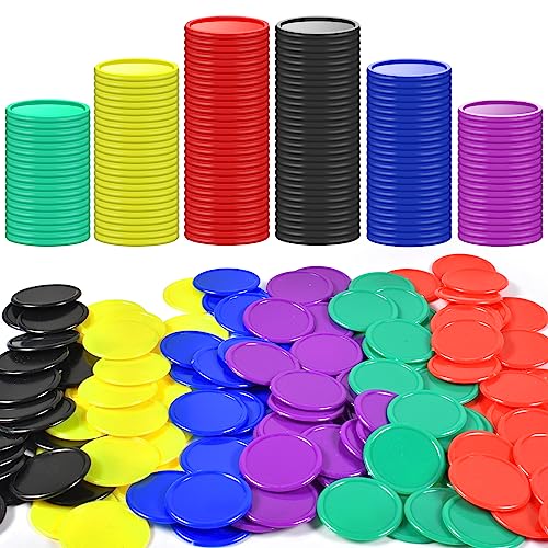 FGen 400 Pcs Kunststoff Pokerchips 6 Farben,Mini Poker Chips Spielsteine,Kleine Lernzähler,Bingo Blanko Chips Karte für Kinder Belohnung1,18 Zoll (A) von FGen