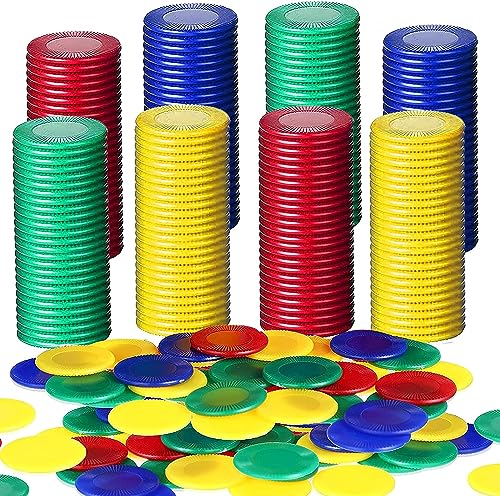 FGen 400 Pcs Kunststoff Pokerchips 6 Farben,Mini Poker Chips Spielsteine,Kleine Lernzähler,Bingo Blanko Chips Karte für Kinder Belohnung1,18 Zoll (C) von FGen