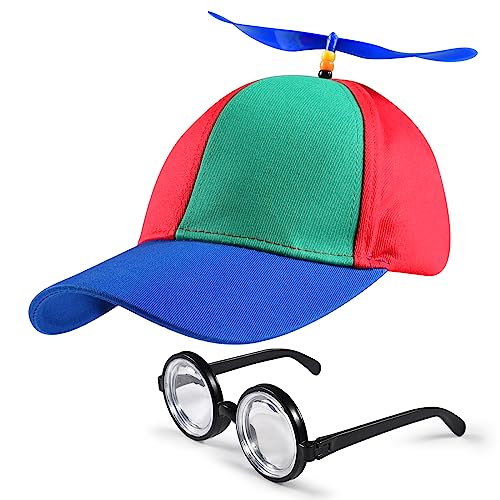 FGen Propeller Mütze,Hubschraubermütze, Baseballmütze mit Propeller mit Idioten Brille, lustige Hüte, Baseball Cap für Erwachsene & Kinder - Größenverstellbar, Für Karnevalspartys von FGen