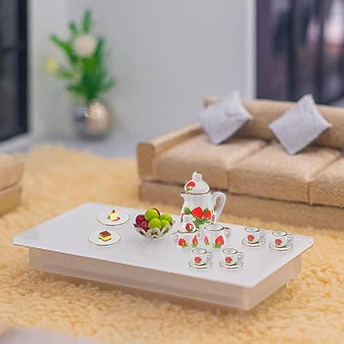 15pcs Puppenhaus Zubehör,Puppengeschirr Porzellan,Puppenhaus Möbel Miniatur Teeservice Set, Miniatur Möbel Miniatur Porzellan Teeservice Geschirr Miniatur Teeservice Set Puppenhaus Dekor von FGen