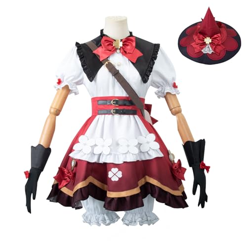 FHILECV Cosplay-Kostüm, Anime Genshin Impact Klee Venti Hutao, alle Rollen, Cosplay-Uniform-Set, Halloween-Party-Outfit (Größe M, Klee-Hexe) von FHILECV