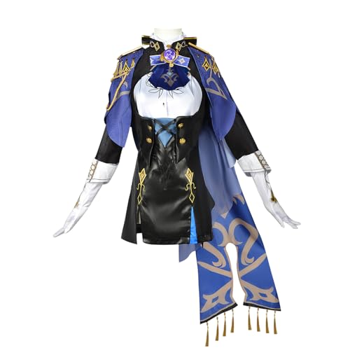 FHILECV Cosplay Kostüm Anime Genshin Impact Clorinde Kleid Uniform Halloween Party Outfit mit Hut (Größe XL) von FHILECV