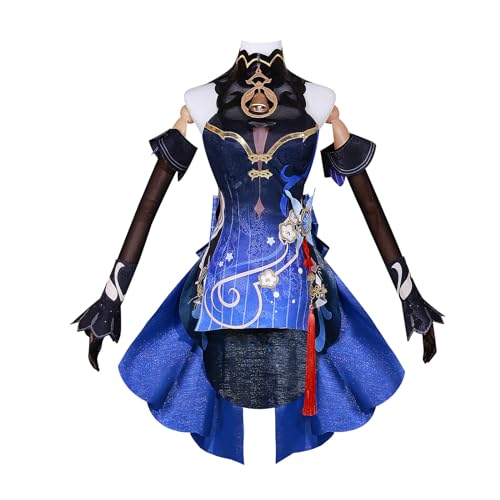 FHILECV Cosplay Kostüm Anime Genshin Impact Ganyu Kleid Uniform Set Halloween Party Outfit (groß) von FHILECV