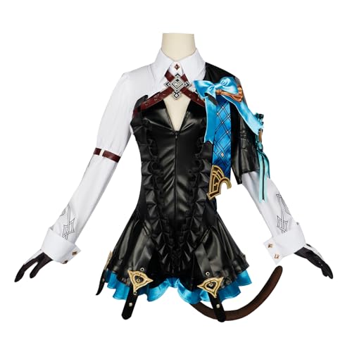 FHILECV Cosplay Kostüm Anime Genshin Impact Lynette Rock Kleid Uniform Set Halloween Party Outfit (3XL) von FHILECV