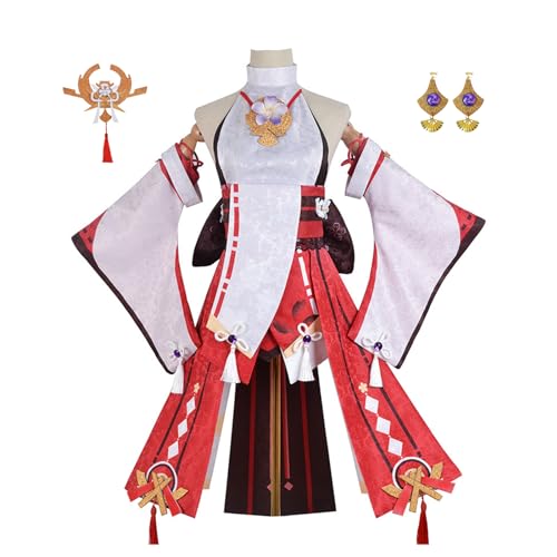 FHILECV Cosplay Kostüm Anime Genshin Impact Yae Miko Rock Kleid Uniform Set Halloween Party Outfit (klein) von FHILECV