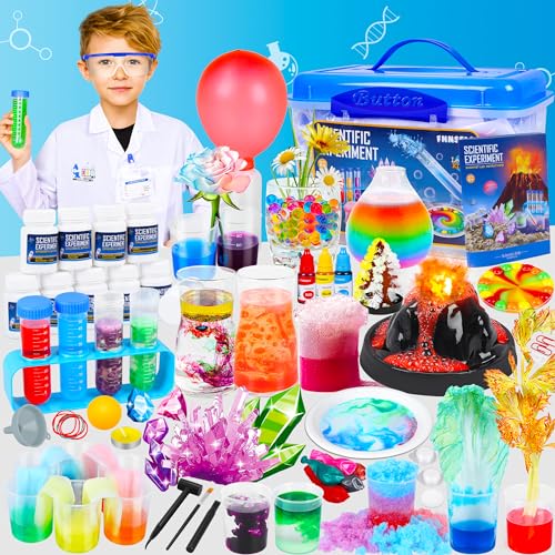 120+ Wissenschaft Experimente Kit für Kinder ab 4-6-8-12, STEM Aktivitäten Wissenschaftler Spielzeug Geschenke für Jungen Mädchen Chemie Set,Kristalle Züchten,Vulkan,Chemielabor von FHNSEL