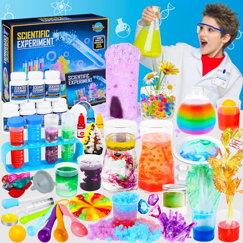 80+ Wissenschaft Experimente Kit für Kinder ab 4-6-8-12, STEM Aktivitäten Wissenschaftler Spielzeug Geschenke für Jungen Mädchen Chemie Set,Kristalle Züchten,Vulkan,Chemielabor von FHNSEL